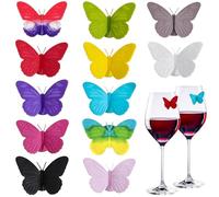 Auroriel 12 Piezas de Encanto de Copa de Vino Mariposa Colgante Marcador de Copa para Potluck Fiestas de Boda Fiestas de Jardín