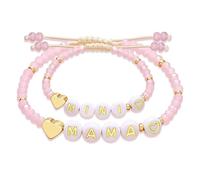Auroriel 2 Conjunto de Pulseras de Perlas Madre e Hija Para Mamá y Yo Pulseras de Perlas a Juego Mamá y Mini Pulseras de Corazón a Juego Para el Día de San Valentín y el