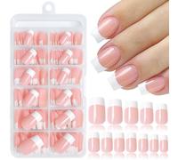 Auroriel 240 Piezas de Uñas Postizas Cortas Cuadradas French Tip Cobertura Total Reutilizables