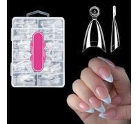 Auroriel 300 Piezas Almendra Soft Gel Puntas de Uñas Media Cobertura Transparente Prensadas Uñas Acrílicas Tips para Extensión de Uñas 12 Tamaños Reutilizables