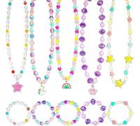 Auroriel 5 Joyería Para Niñas Pequeñas Collar Pulsera Con Unicornio Arcoíris Estrella Corona Colgante Para Joyería Infantil Regalos De Princesa Para 3 4 5 6 7 8 Años