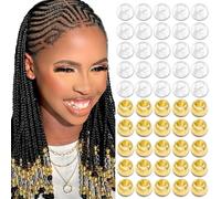 Auroriel 50 Piezas Grandes Cuentas para el Cabello Transparentes Doradas Accesorios para Trenzas Dreadlocks Perlas DIY Peinado Boho para Mujeres Niñas Idea de Regalo