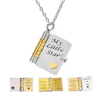Auroriel Mein Kleines Stern Buch Collar Mi Increíble Hija Collar Regalos para Hija De Padre Madre Madre Ajustable Plata 18k Oro Joyería Abrir
