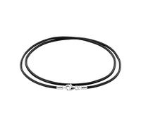 Auroris - Collar de piel auténtica, color negro, 2 mm de grosor, con cierre de mosquetón de plata de ley 925, 45 cm, Cuero, No es una piedra preciosa