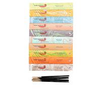 Auroshikha - 100 Varillas de Incienso - Paquete de 10 Cajas: pachulí, Salvia, nag Champa, jazmín, Lavanda, almizcle, Mirra, olíbano, Rosa, sándalo (10 fragancias - Set 1)
