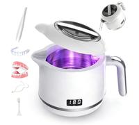 AURTEC Limpiador ultrasónico de 42 kHz con luz UV | Tanque de acero inoxidable de 180 ml, funcionamiento silencioso, control táctil y ventana de visualización | para retenedores, alineadores