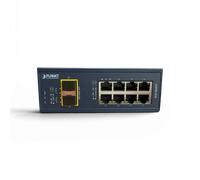 AURUM Planet IGS-1020TF Switch de red industrial, 8 puertos 10/100/100T + 2 puertos 100/100X SFP, Gigabit Ethernet, 2 ranuras SFP, carril DIN, carcasa metálica, IP30, -40...75 ° C