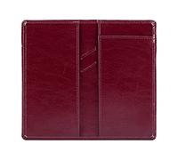 Aurya Funda de cuero para chequera con divisor libre y diseño de bolígrafo medio, funda para chequera para mujeres/hombres, Rojo vino, Left Hand Writing, Escritura a mano izquierda