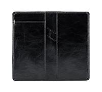 Aurya Funda de piel para chequera con divisor gratuito y diseño de bolígrafo central para mujeres y hombres, Negro -, Right Hand Writing, Escritura a mano derecha