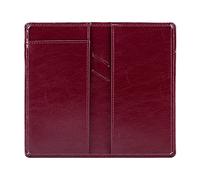 Aurya Funda de piel para chequera con divisor gratuito y diseño de bolígrafo central para mujeres y hombres, Rojo vino, Right Hand Writing, Escritura a mano derecha