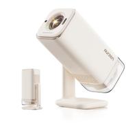Aurzen Boom Air Proyector Portátil con Google TV, Compatible con 4K, Recargable por USB-C, Smart Projector - Dolby Audio, Mini Proyector Bluetooth y WiFi, Autofoco TOF, Soporte Giratorio, Blanco Creme