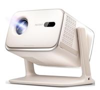 Aurzen Boom Mini Proyector 4 en 1 con Google TV, Enfoque y corrección Trapezoidal en Tiempo Real, Altavoces de 20W DoIby Audio, proyector de películas para Exteriores ANSI 500 (Blanquecino)