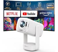 Aurzen D1 air Proyector Portatil con Netflix y YouTube, Smart Proyector con WiFi y Bluetooth, Alimentado por USB-C, Configuración Automática, 16W Dolby Audio, 1080P ＆ HDR10, Soporta 4K, Exterior