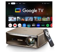 Aurzen EAZZE D1 MAX - Proyector Inteligente con Google TV Mejorado | Soporta 4K, 1000 ANSI Ultra Brillante, Tecnología MEMC, Audio Dolby 20W, Cine en Casa con WiFi y Bluetooth (Marrón)