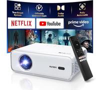 AURZEN Eazze D1 Proyector de vídeo Compatible con 4K, NetfIix Officially y DoIby Audio, Enfoque automático/distorsión Trapezoidal, HDR10, miniproyector retroportátil con Bluetooth y WiFi
