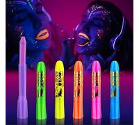 Ausbond 6 piezas Glow In The Light Body Face Paint, Kit de pintura facial, kit de crayones UV para pinturas corporales fluorescentes para adultos para fiesta de cumpleaños Halloween Masquerade