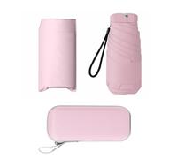 AUSDINAUTO Mini Paraguas de Viaje Ultraligero y Duradero con Protección UV - Impermeable para Todo Clima (Mini Rosa)