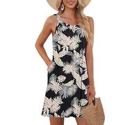 AUSELILY Vestidos Playa de Las Mujeres Verano Sin Mangas Corto Vestidos Florales Sueltos Vestidos Verano Selva Tropical XL