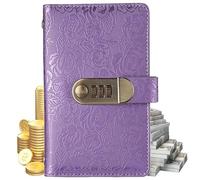 Ausgabenbuch Mit Zahlenschloss - 17,7 x 11 cm PU Sparbuch Mit Eleganten Blumenmuster Für Schüler Studenten Erwachsene Paare Familien Zur Finanzplanung Seguimiento del presupuesto Zuhause Büro Reisen