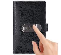 Ausgabenbuch Mit Zahlenschloss - 17,7 x 11 cm PU Sparbuch Mit Eleganten Blumenmuster Für Schüler Studenten Erwachsene Paare Familien Zur Finanzplanung Seguimiento del presupuesto Zuhause Büro Reisen