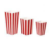 Ausi 30 cajas de palomitas de maíz, papel clásico a rayas rojas y blancas, mini recipientes de palomitas de maíz de 5 x 7 x 11,4 cm para cumpleaños, fiestas temáticas de cine