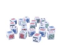 Ausi Juego de 20 dados de póker de seis caras de 16 mm: accesorios de acrílico para póker y juegos de cartas. Puntos transparentes para una experiencia de juego divertida.