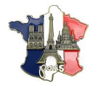 Ausi Pegatina para nevera con mapa de Francia - Recuerdo turístico de Europa, Catedral de Notre Dame de París, Francia, Torre Eiffel, accesorios para el hogar