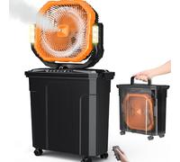 Ausic Ventilador de cubo portátil de 20 L, ventiladores oscilantes para exteriores de 12 pulgadas con spray de agua para patios, ventilador de camping alimentado por batería recargable de 30,000 mAh