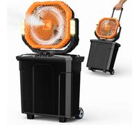 Ausic Ventilador de nebulización portátil de 5 galones de 12 pulgadas para patios exteriores, ventilador de batería recargable oscilante para exteriores, ventilador de camping de agua de refrigeración