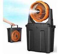 Ausic Ventilador de nebulización portátil de 9 litros, ventiladores de exterior de 10 pulgadas y 20000 mAh para patios, ventilador de batería recargable, ventilador de refrigeración de agua para