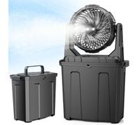 Ausic Ventilador de nebulización portátil, ventilador de camping recargable con niebla de agua, 3 vientos fuertes, cubo de 5 L (1.3 galones), ventiladores para enfriar al aire libre, viajes, pesca