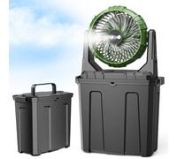 Ausic Ventilador de nebulización portátil, ventilador de camping recargable con niebla de agua, 3 vientos fuertes, cubo de 5 L (1.3 galones), ventiladores para enfriar al aire libre, viajes, pesca