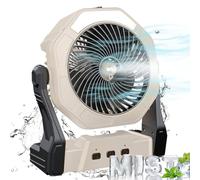 Ausic Ventilador de nebulización portátil, ventiladores de niebla de refrigeración de 8 pulgadas, ventilador de batería recargable por USB de 10000 mAh con rociador, tanque de agua de 250 ml y