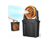Ausic Ventilador de niebla personal portátil de 1.35 galones, ventilador de refrigeración de agua de cubo pequeño, ventiladores para exteriores, ventilador de batería recargable, 2 salidas de