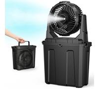 Ausic Ventilador de niebla portátil de 1,35 galones, ventiladores de exterior para patios, [Máx 30H] Ventilador recargable con batería, ventilador de agua con cubeta para enfriamiento por niebla para