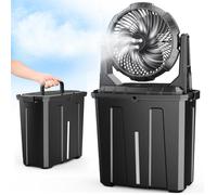 Ausic Ventilador de niebla recargable de 20000 mAh, 3 salidas de pulverización grandes, ventilador de escritorio de niebla de suelo, 3 vientos fuertes, ventilador de viaje personal