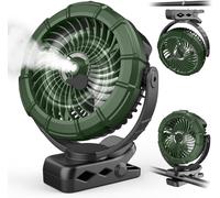 Ausic Ventilador portátil de clip de nebulización, ventiladores de carrito de golf, máximo 45 horas de funcionamiento, ventilador de cochecito de camping de 100 ml con LED, spray de refrigeración