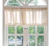 Ausing Cortinas de Malla Semi-Transparente Bistro Cortinas Filtro de Luz Cortina Cortas para Ventana con Estampado Floral, Amarillo, 150×61 cm