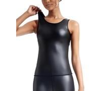 Ausing Crop Top de piel sintética sin mangas para mujer, camiseta de látex, corte ajustado, para rave, fiesta, club, noche, aspecto mojado, tallas XS-2XL, Negro , XL