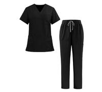 Ausing Ropa Profesional Uniforme Conjunto Médico Kassak Uniforme Médico Moderno con Top y Pantalón Conjunto Médico Negro M