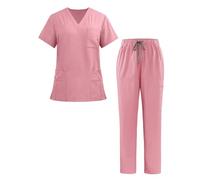 Ausing Traje Inteligente Chaqueta Inteligente Traje de Pantalón Uniforme Médico Chaqueta Neutral Rosa M