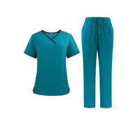 Ausing Unisex-Schrubb-Set Damas y Caballeros Chaleco a Prueba de Balas Configuración Enfermera Traje de Trabajo Configuración de lavandería Sky Blue M