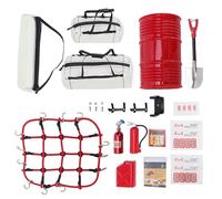 Ausla 13PCS Accesorios para Camiones a Escala 1/10, Mini RC Rocks Crawler Accesorios con Red para Equipaje Tambor de Aceite Jack Pala Tanque de Combustibles Extintor de Incendios (Gray)