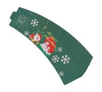 Ausla 50 Unidades de Fundas para Tazas de café, Fundas Aislantes Desechables de Papel con Diseño Perforado Ajustable y Patrones Festivos, para Bebidas de Halloween y Navidad. (GREEN)