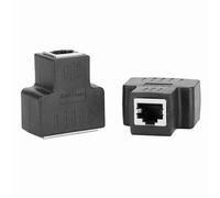 Ausla Adaptador de Cable Ethernet de 2 Piezas, Conector LAN Hembra ABS RJ45 Divisor de 1 Entrada y 2 Salidas Extensor Ethernet para Cable de Internet Concentradores ADSL Conmutadores (Black)