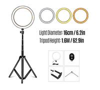 Ausla Anillo de Luz de 16 Cm, Brillo Ajustable de 360° con 3 Modos de Temperatura de Color, Trípode de Metal Flexible para Selfie, Fotografía, Youtube, Vídeo, Maquillaje (16cm)