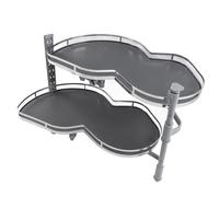 Ausla Bandeja de Gabinete de Esquina Ciega de 2 Niveles,Ajustable, Bandeja Oscilante Organizadora Extraíble, Almacenamiento de Armario de Esquina de Rotación Suave para el Hogar