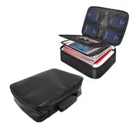 Ausla Bolsa de Documento de FirepRoof, Caja de Caja de Documento de FirepRoof con Bloqueo de 3 Dígitos 12 Ranuras para Tarjetas 4 Pockets USB 36x28x9cm Safe for Laptop Money Passport