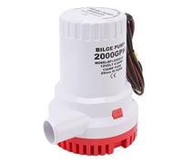 Ausla Bomba de Sentina de 2000 GPH, Bomba de Agua Sumergible Marina de 12 V 24 V con Caudal de 45 ³/h, Funcionamiento Silencioso para Drenaje de Piscinas de Estanques de RV (12V)