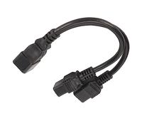 Ausla Cable de Alimentación Divisor Dual IEC320 C19 a C20, Diseño de 1 Entrada y 2 Salidas con Cubierta Exterior de PVC, para Adaptadores de Corriente de Portátiles, Lámparas de